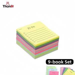 "Thunlit To Do List Sticky Notes 9-color Set Post It Notes Work Record Note Book Study Plan Time Management Note Paper"