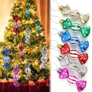 6Pcs/Set Christmas Tree Home Decorations Plating Lollipop Candy Icicle Boxed Ornaments Xmas New Year 2024