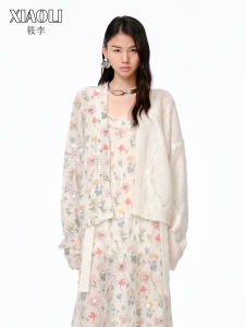 XIAOLI | Autumn 3D Flower Embroidered Spliced Knit Cardigan