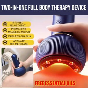 Cupping And Gua Sha Two-In-One Full Body Therapy Device Electric Cupping Scraping Electric Gua Sha Instrument Meridian Unblocking Brush Body Massage Tool