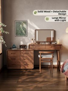 DONGMU | Retro Style Corner Vanity Desk
