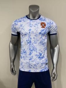 Quần Áo Bóng Đá đội tuyển Bồ Đào Nha logo thêu Trắng Xanh chất vải thun lạnh thấm hútthoáng mát  không nhăn không xù lông A22