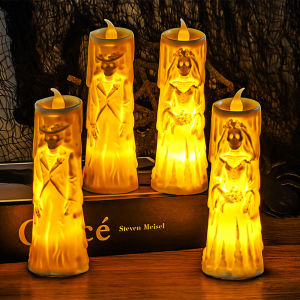 YESPERY เทียนเทียน LED เทียนอิเล็กทรอนิกส์เจ้าสาวโครงกระดูกวันฮาโลวีนปาร์ตี้ฮาโลวีนที่มีความสุขบรรยากาศโต๊ะตกแต่งบ้าน