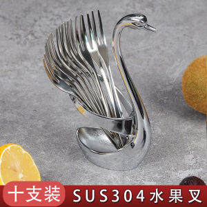 Swan Constellation 304 Stainless Steel Fruit Fork Set Cute European Style Cake Label Home Use Childrens Fruit Stick Fruit Fork