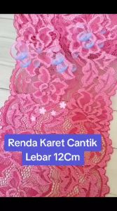 (Per 2 Meter) RDS102 Renda Strech Pink Fanta Lebar 12 cm Motif Cantik