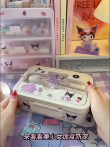 [Buy 2 Get 1 Free Sticker] DIY Cartoon Sticker Lunch Box Student Compartmentalised Eco-friendly Bento Box Tableware Stationery Supplies