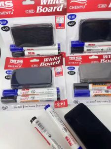 Z&H 2+1 Black&Blue Whiteboard Marker Pen With Eraser Set Erasable