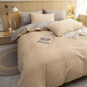 100% Cotton Simple Plain Bedding Set 3Pcs 1 Duvet Cover with Zipper 2 Pillow CasesEasy Care1 and 2 People Bed Sizes