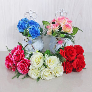 Azgalery PBP35 / Tanaman Hias Plastik Pot Bunga Mawar Rose Palsu Artificial Dekorasi Hiasan Pajangan Rumah Ornamen Gantung Mini Cantik Murah / COD