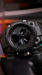 BIDEN Jam Tangan Pria Multifungsi Militer Anti Air Luminous Olahraga Analog&Digital Tali Silikon Jam Tangan Cowok Keren