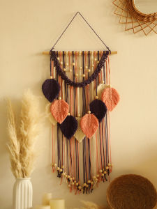 Tấm Thảm Macrame Lá Cây Phong Cách Boho Tranh Treo Tường Thủ Công Đồ Trang Trí Phòng Theo Phong Cách Thẩm Mỹ Đồ Trang Trí Treo Bằng Cotton Màu Xanh Lá Cây Để Trang Trí Nhà Cửa
