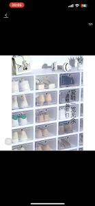 Storage boxes ถูกที่สุด กล่องใส่รองเท้า กล่องใส 4 ด้านวางซ้อนกันได้ สามารถใส่รองเท้า หรือของอเนกประสงค์ได้ ขนาด  23x14x33cm Shoe Box Stackable