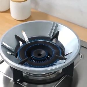 8-Hole Fixed Stand Gas Stove Energy Saving Cover Windshield Bracket Heat Insulation Pot Holder Wind Shield Brack Stainless Steel Gas Stove Windproof Cover Universal Energy-Saving Kitchen Burner Protector No Electricity Needed