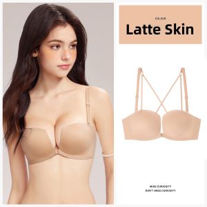 Miss Curiosity | Front Buckle Bras For Small Chests Seamless Invisible Underwear Set Wireless Back Beautiful