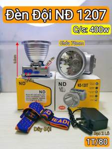 Đèn đội đầu NĐ-1207 công suất 400W chip led T6 siêu sáng cho tầm chiếu sáng mạnh và xa