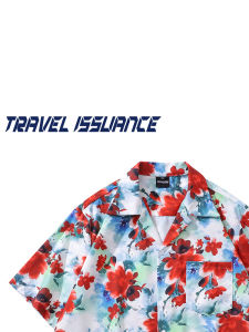 เสื้อเชิ้ตแขนสั้นหลวมๆ สไตล์วันหยุดพักผ่อน ลายดอกไม้เต็มตัว ทรงหลวมๆ สำหรับฤดูร้อน ผ้าฝ้ายผสมโพลีเอสเตอร์ ความยาวปกติ