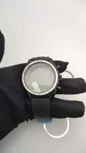 Black vk63 Watch case kit Rubber strap Multifunctional chronograph case fit VK63 movement Stainless steel mineral glass case