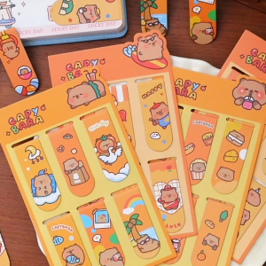 INS Cartoon Capybara Magnetic Bookmarks Set of 6pcs Fridge Magnet Tag Book Page Clip School Stationery Gift Ideas