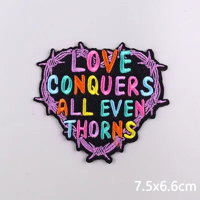 Phrase/Text Embroidered Patches For Clothing Stickers Cartoon Letters Applique Iron On Patches On Clothes DIY Sew Fusible Badges