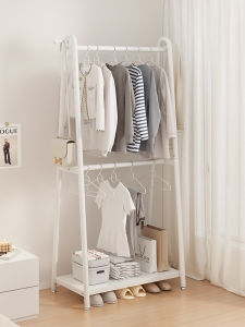 Double Layer Floor Standing Clothes Drying Rack Bedroom Room Storage Organizer Multi Functional Clothing Hanging Rack Household Essential