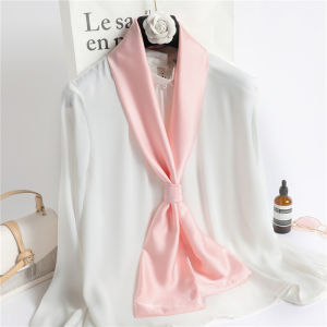 2025 145cm Long Design Solid Women Scarf Luxury Silk Scarf Fashion Hair Headband Foulard Neckerchief Hijab Headband Hair Ribbon