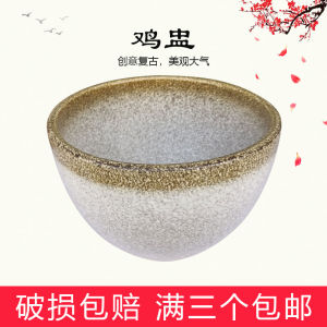 จานซุปทรงกลมขนาดใหญ่สไตล์ย้อนยุคแบบญี่ปุ่น จานซุปเคลือบด้านล่างสีพื้น อุปกรณ์กินอาหารแบบจีนโบราณ