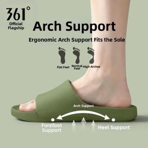361° | Arch Support Comfortable Thick Soft Sole Noiseless Anti-slip Mens Slippers Green