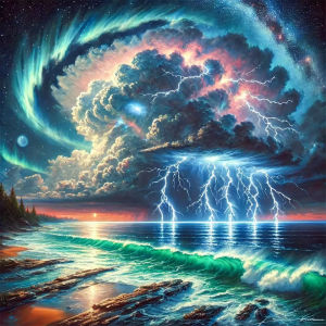 500/1024PCS Jigsaw Puzzle Beautiful Seaside Lightning Scene For Adults Perfect For Quiet Evening Activity