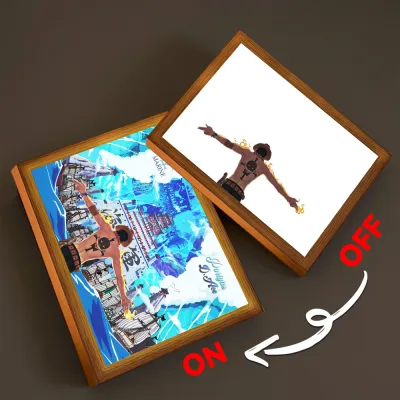 Anime Light Painting Photo Frame One Piece Luffy Zoro LED Night Light Birthday Gift Manga Bedroom Decor Original Art Moon Lamp