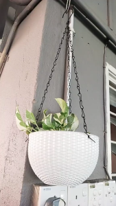 Lazy Flower Pot Self Watering Creative Flower Pot Basket Vine Weaving Double Splicing Plastic Pasu Bunga Gantung