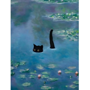 Frameless 5D Diamond Painting Kit Featuring A Swimming Black Cat Colorful Diamond Art All Artificial Diamond Embroidery
