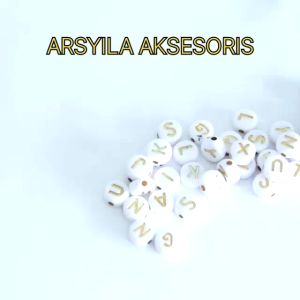 Manik Manik Huruf Inisial Hitam Mote Pilih Huruf Bundar Bahan Kerajinan