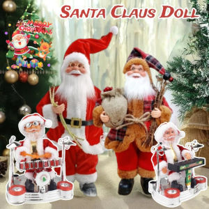 35CM Santa Claus Doll Merry Christmas Plush Standing Santa Claus Figurines Electric Christmas Model Gift
