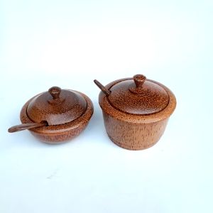 Kerajinan Wadah tutup sendok tempat sambal garam bumbu bahan kayu