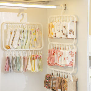Baby Clothes Hanger with Clips Space Saving Underwear Hanger Plastic Laundry Clip and Drip Drying Hanger for Socks Lingerie