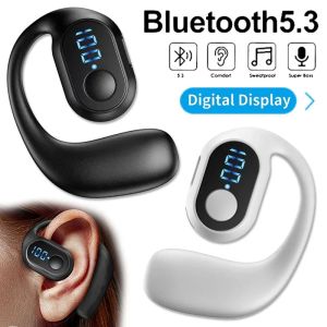 Bluetooth5.3 Tai nghe nhét tai không dây tai nghe truyền âm qua xương móc đeo tai Màn hình LED HD gọi điện thoại Mic âm thanh vòm Earbuds