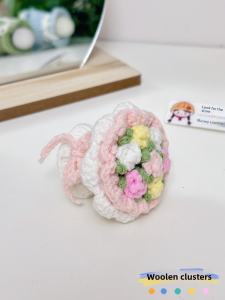 Handmade Crochet Shuttlecock Pendant Cute Ball of Yarn Flower Hold Gift Badminton Equipment DIY Craft Cotton Thread 4 Strands