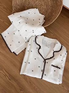 Large Size Sleepwear Spring Autumn Woman Long Sleeved and Long Pants Set New Style Cute Bear Printed Pajamas Girl Loose Lounge Wear Set