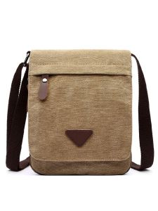 Ultra-Thin Canvas Bag with Flip Cover Vertical Square Zipper Expansion Single Shoulder Slant Cross 9.7 Inch IPAD Umbrella Small Bag