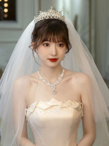 Princess Style Wedding Dress Headpiece Crystal Embellished Bridal Veil Luxury Soft Tulle Hair Accessories for Brides