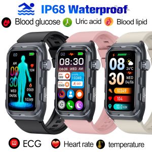 TK79 Smart Watch Pulse Therapy ECG Blood Glucose Blood Lipid Uric Acid Body Fat Monitoring Smartwatch For Men Women Waterproof Sport Fitness Bluetooth Bracelet