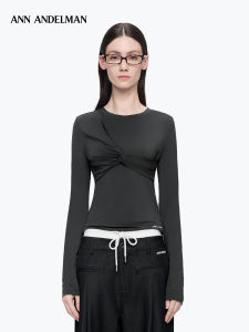 ANN ANDELMAN | Spring New Cross Knot Long Sleeve Simple 3D Ruffle Slim T-shirt