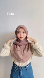 Jilbab Wanita Premium Model Plain Scarf Terbaru 2025 Bonus Pouch