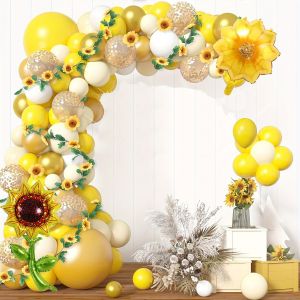 101PCS Sunflower Themed Balloon Garland Arch Kit Birthday Christening Wedding Anniversary Indoor and Outdoor Scene Decoration
