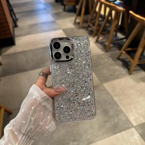 Luxurious Silver Glitter Drip Glue Phone Case for 17Air Womens Style Shiny Sequin Protective Cover Fashionable Ins Sensation