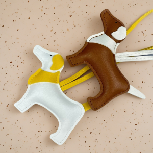 Adorable Scarf-Style Puppy Bag Charm - PU Leather Dog Pendant for Purses & Backpacks