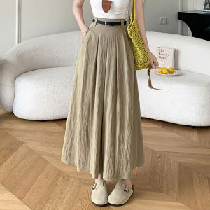 DAIXIANGFEIZI | Chân Váy Xòe A-line Nếp Li Nhỏ từ Voan Linen Cotton cho Phụ Nữ