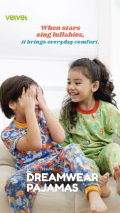 Velvet Junior Dreamwear 3 Set Setelan Piyama Panjang Big Size - Motif Rockstar / Sweet Lullaby