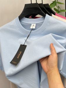 Áo Thun Nam Cao Cấp 100% Cotton Tay Ngắn Mùa Hè Kiểu Dáng Rộng Rãi Màu Trơn Thoáng Khí Cổ Tròn Thích Hợp Mặc Hàng Ngày