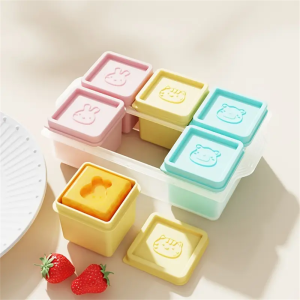 6-Cube Ice Tray Reusable Silicone Freezer Mold with Lid Large Square Freezer Tray for Soups Whiskey Chocolate Cocktails Bab